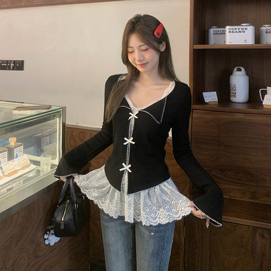 Bandage Dress Lace Inner Match Vest Bottoming Shirt Top