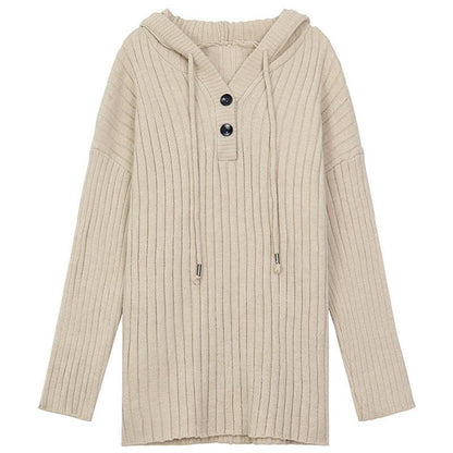 Thick Loose Mid-length Long Sleeve Top Idle Style Hooded Sweater