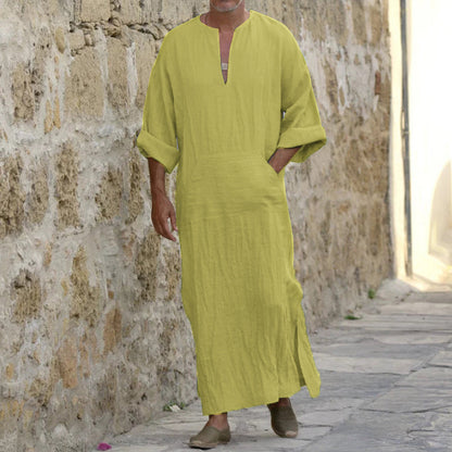 New Men's Long Cotton And Linen Big T Middle East Long Big T