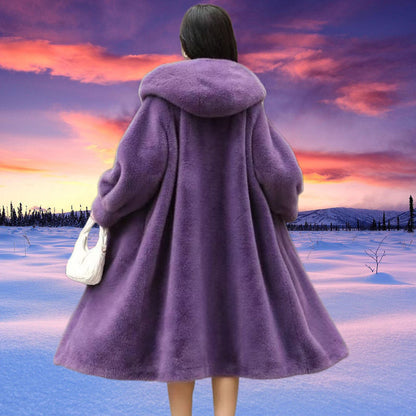 Loose Plus Size Long Leopard Print Fur Coat