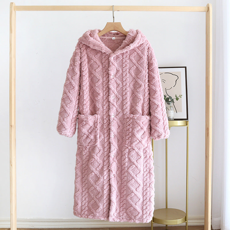 Women's Fashion Fleece Thickening Nightgown Homewear Set