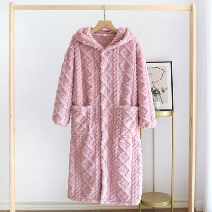 Women's Fashion Fleece Thickening Nightgown Homewear Set