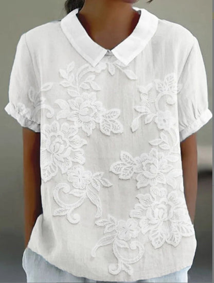 Loose Lapels Shirt Women's Short-sleeved Shirt