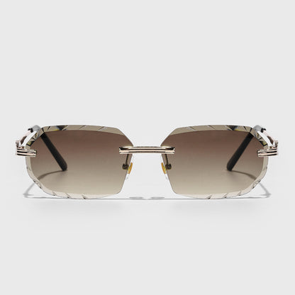 Metal Frameless Diamond Cut Sunglasses