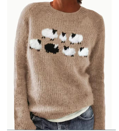 Women's Round Neck Multicolor Sweater