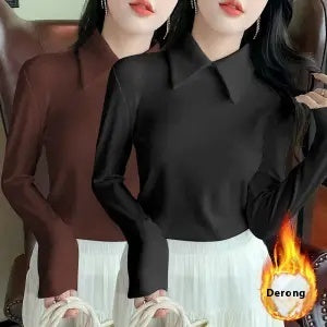 Reversible Velvet Polo Collar Base Shirt