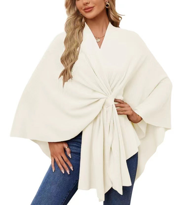 Loose V-neck Shawl Cape Fashionable Jacket