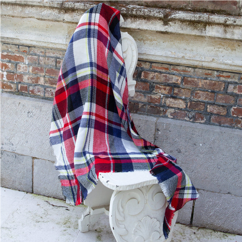 59 X 59in Red Black Women Fall Winter Scarf