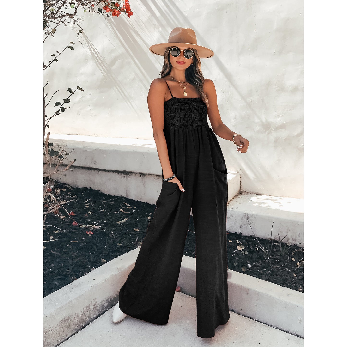 Women's Solid Color Sling Loose Casual Bodysuit