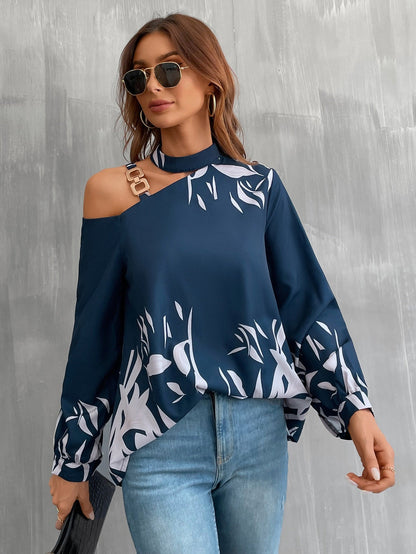 Women's Fashion Doll Sleeve Printed Shirt