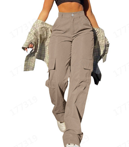 Multi-Pocket Workwear Straight-leg Trousers