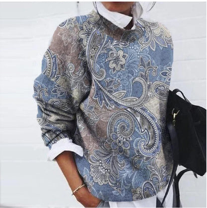 Women's Fashion Flower Printed Loose Top