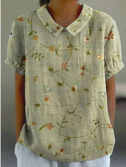 Women's Loose Printed Crew Neck Top