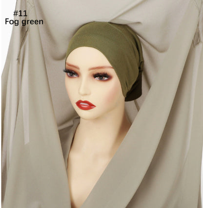 Lazy Chiffon Convenient Headscarf Magnetic Buckle Fixed Anti-drop Solid Color