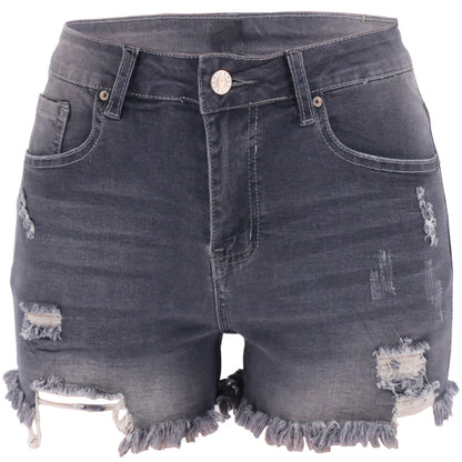 Four-color Ripped High Waist Women's Denim Shorts