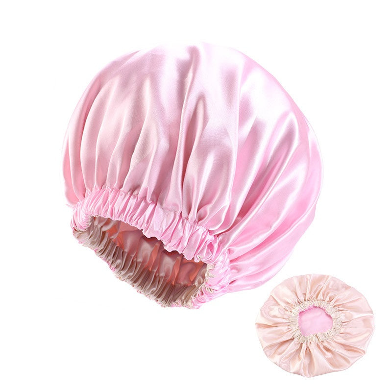 No Plus-sized Elastic Wide-brimmed Double-layer Satin Bandeau Hat