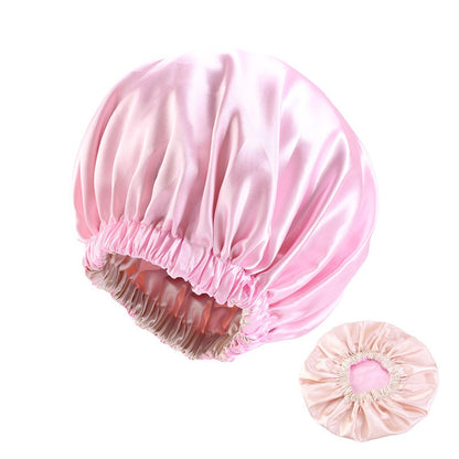 No Plus-sized Elastic Wide-brimmed Double-layer Satin Bandeau Hat