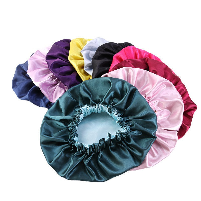No Plus-sized Elastic Wide-brimmed Double-layer Satin Bandeau Hat