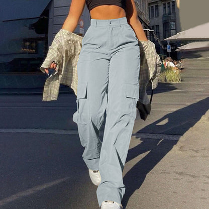 Multi-Pocket Workwear Straight-leg Trousers