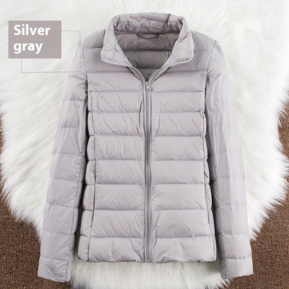 Stand-up Collar Down Short Lightweight And Extra Thick Slim Jacket