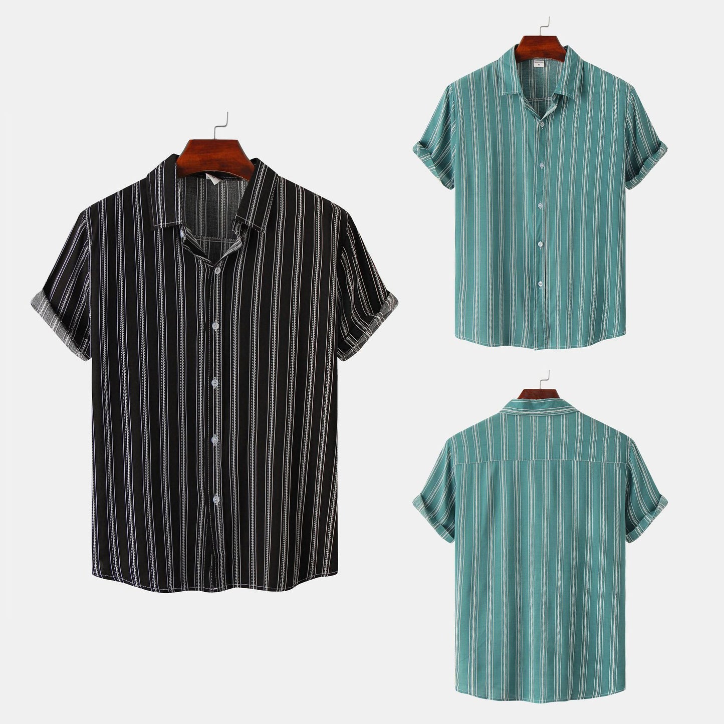 Men's Striped Casual Short Sleeve Shirt
