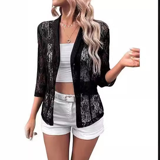 Women's Lace Stitching 34 Sleeve Suit Coat
