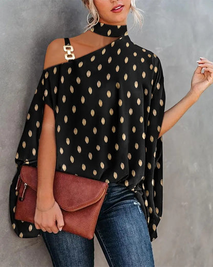 Women's Fashion Doll Sleeve Printed Shirt