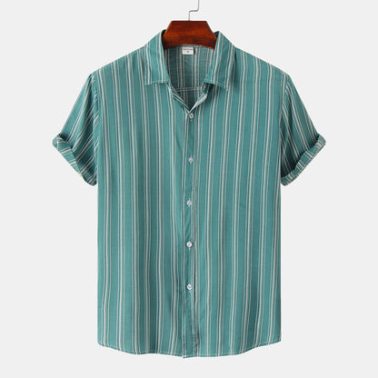 Men's Striped Casual Short Sleeve Shirt