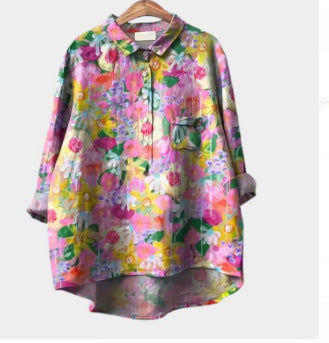 Women's Stretch Print Hawaiian Style Shirt