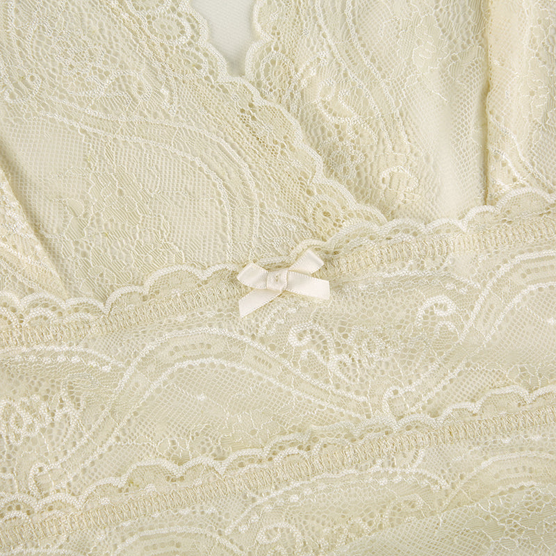 Double Layer Vest With Large V-neck Lace