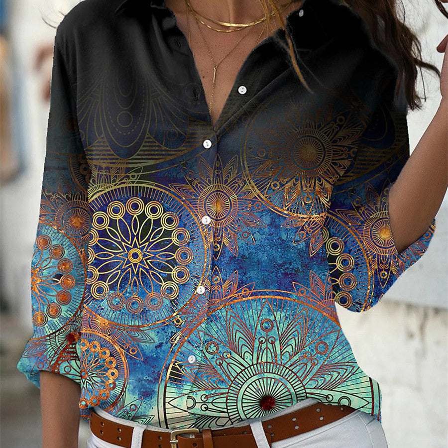Women's Loose Lapel Long Sleeve Single Breasted Shirt