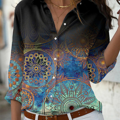 Women's Loose Lapel Long Sleeve Single Breasted Shirt