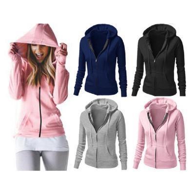 Solid Color Long-sleeved Hooded Women's Sweater Jacket