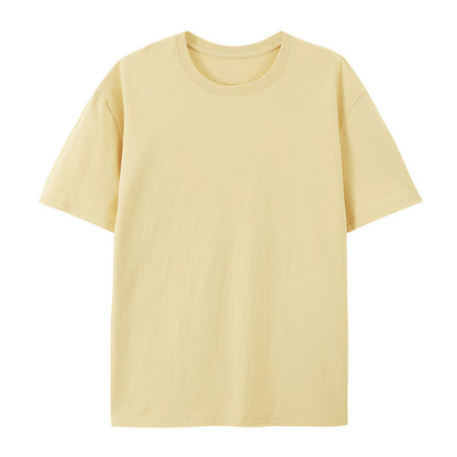 Cotton Round Neck T-shirt Heavy Loose Short Sleeve