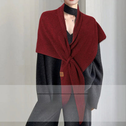 Women's Solid-Color Wool Triangle Neck Scarf For Autumn And Winter
