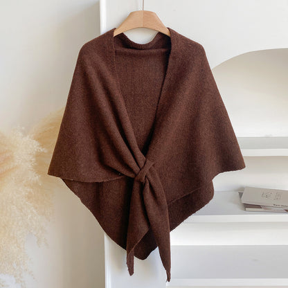 Winter Triangular Shawl INS Solid Color Soft Thickened Knitted Neck Wrap Korean Version Warm Shawl For Women