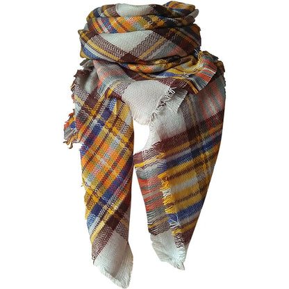 59 X 59in Yellow Blue Womens Fall Winter Scarf