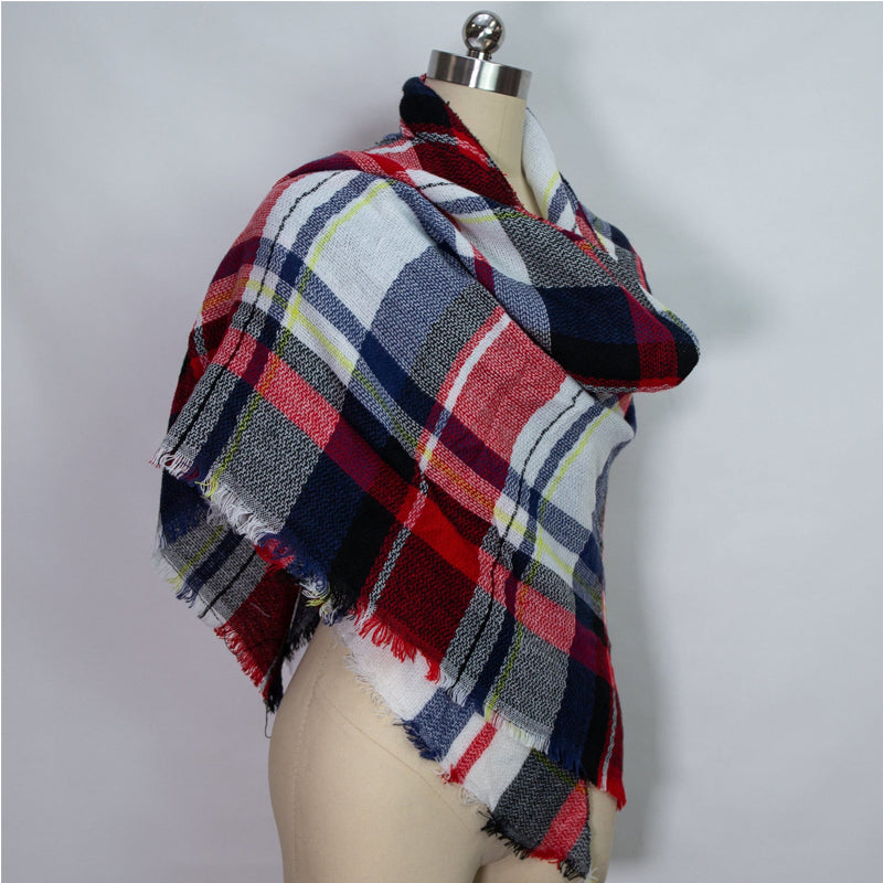 59 X 59in Red Black Women Fall Winter Scarf