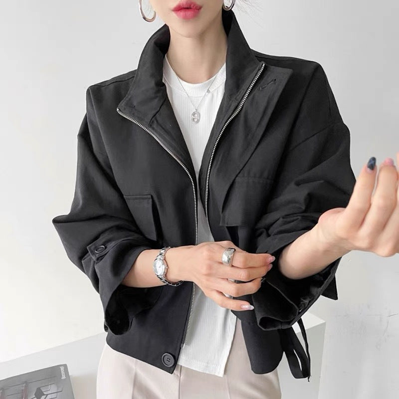 Long Sleeve Tooling Jacket Short Coat Windbreaker For Women