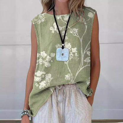 Vest Round Neck Women's Printed Wear Top T-shirt