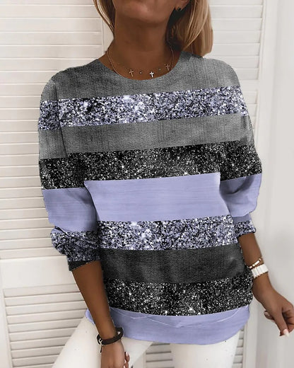 Women's Digital Printing Round Neck Long Sleeve Sweatshirt