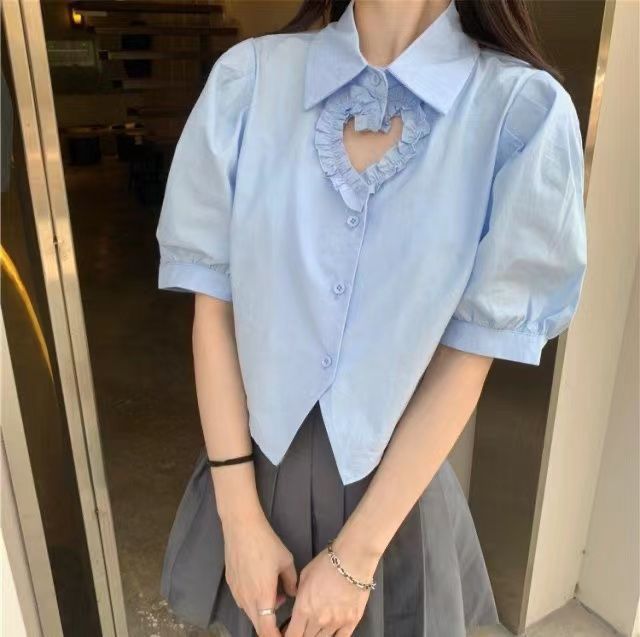 Women's Slimming And Short Hollowed Heart Shape Shirt