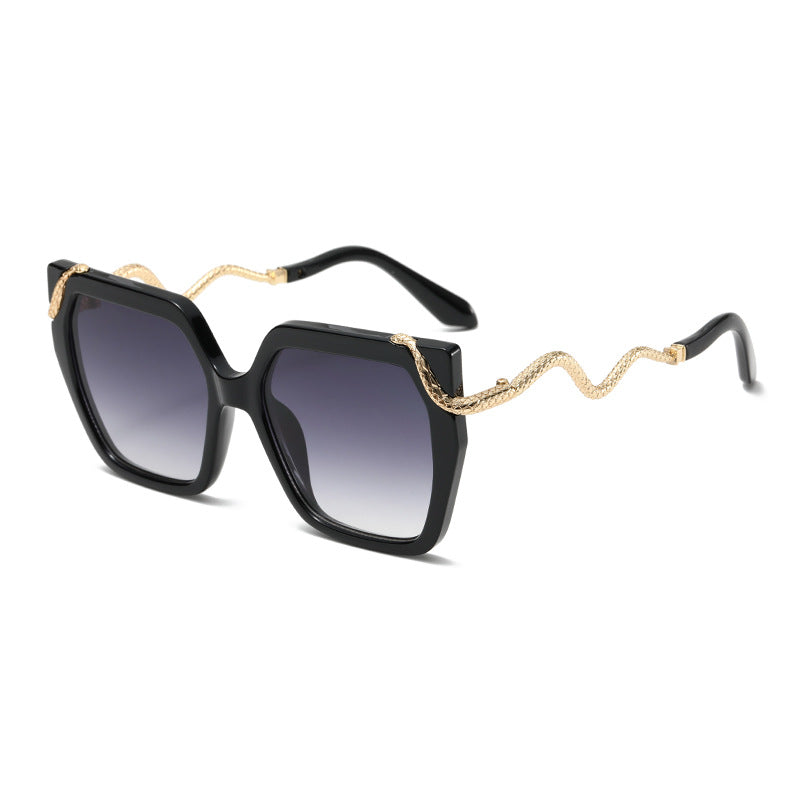 Retro Square Snake Pattern Temple Sunglasses For A Stylish