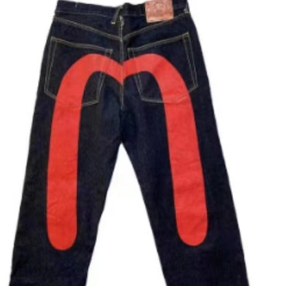 Classic Printing Men's And Women's Loose Trousers Jeans