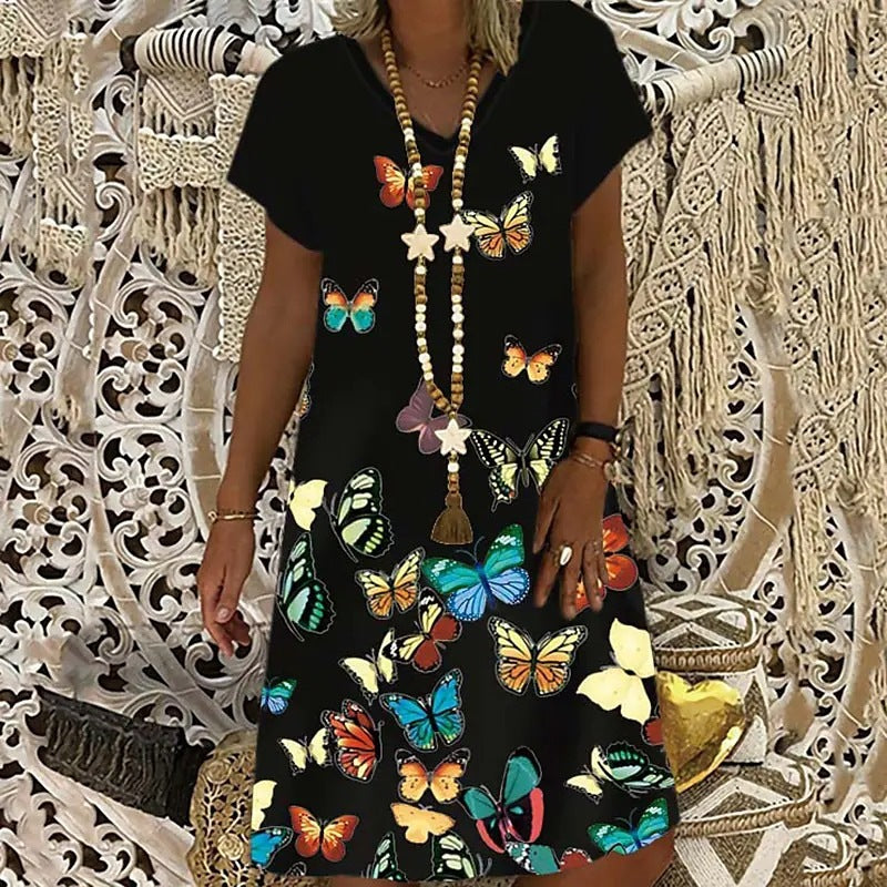 Printed Women's Household Short-sleeved Dress