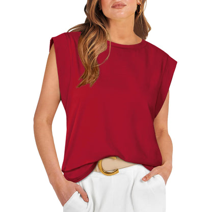 Round Neck Loose Short Sleeves Striped Top For Women