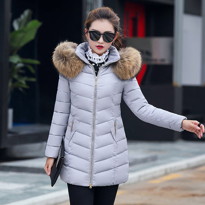 Fur collar down cotton