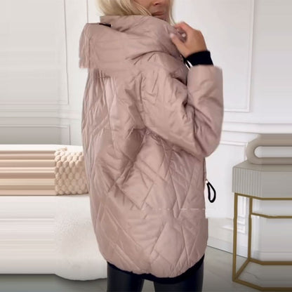 Women's Casual Hooded Pure Color Cotton Clothing Coat