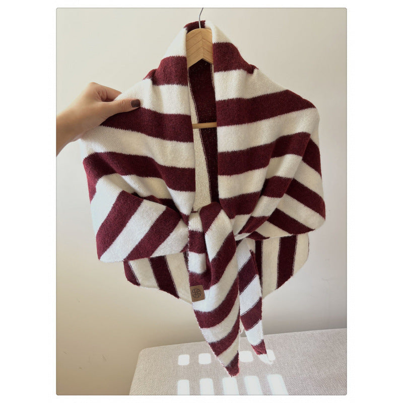 Women's Solid-Color Wool Triangle Neck Scarf For Autumn And Winter
