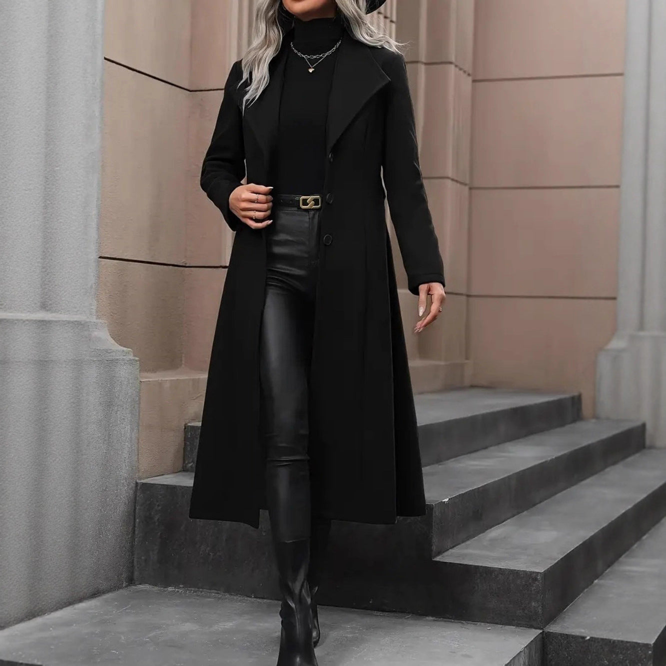 Women's Minimalist Basic Belt King-size Coat